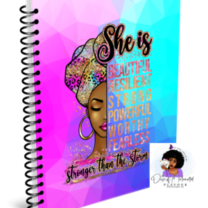 She Is Stronger Than The Storm - | Weekly Custom Planner | Undated, Horizontal, Weekly Layout, Spiral Bound | Or Journal, Notebook with LINED PAGES