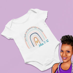 For God So Loved The World | Custom Baby Onesie | Choose your wording color