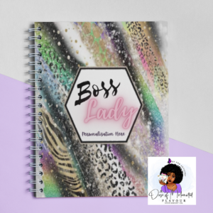 Boss Lady (Green/Pink/Tan) ~ Custom Spiral Bound Journal/Personalized/Planner Notebook, Lined