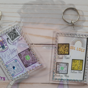 QR code Scannable keychain | Acrylic QR code keychain | Use for payments, social media, promoting website & more