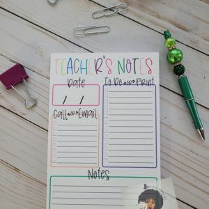 Teacher's Notes Notepad /Teacher Notepad | Custom Notepad | Notepad Gift | Personalized Stationery