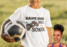 'Game Over Back To School' Tee (with game icon) for Boys or Girls - Choose your grade