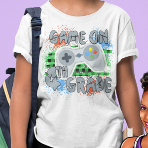 'Game On' School Tee (with game icon) for Boys - Choose your grade ~ 3rd, 4th, or 5th